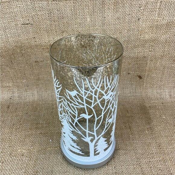 Mercury Glass Hurricane Lamp with Winter Wonderland Scene - Picture 2 of 11